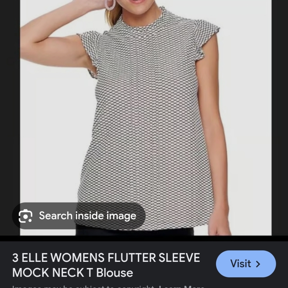 Black and White Flutter Sleeve Blouse